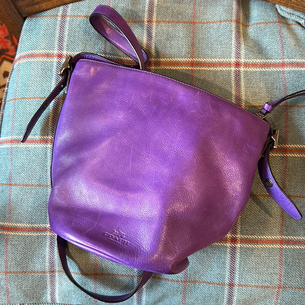 Purple Coach bucket bag